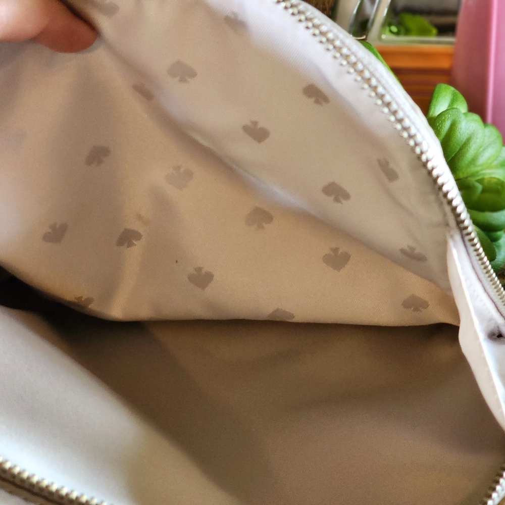 Kate Spade Soft Taupe Medium Backpack with Silver and Leather Accents EUC - Picture 6 of 10